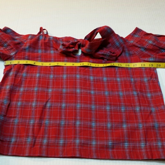 Anthropologie Paper Crane Plaid Blouse Top Large - Picture 6 of 8